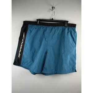Vintage Speedo Nylon‎ Swim Trunks Colorblock Blue/Black spellout Mens Size Large
